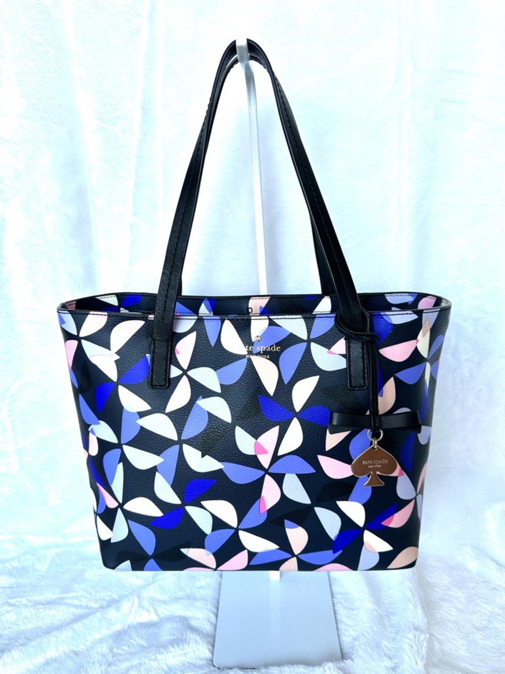 kate spade Black Multicolor Petal-Print Tote